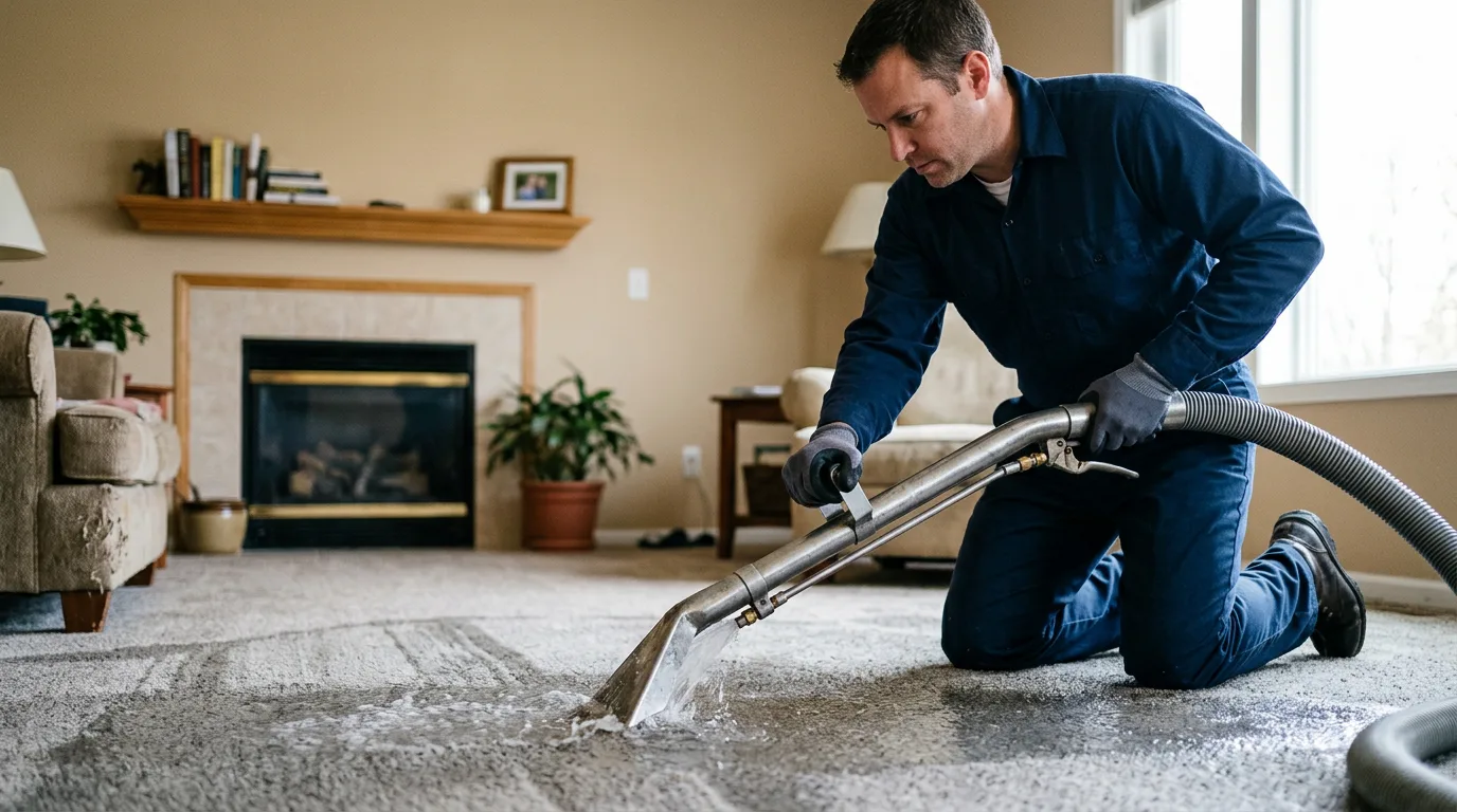 Water damage restoration technician working near Ellsworth, IL